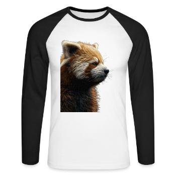 Red panda - Unisex Long Sleeve Baseball T-Shirt - white/black - Front - Nik (191cm)