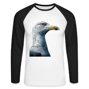 Gull - Unisex Long Sleeve Baseball T-Shirt - white/black - Front - Nik (191cm)