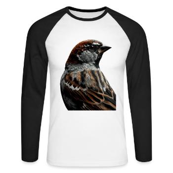 Moineau - T-shirt baseball manches longues Homme - blanc/noir - Devant - Nik (191cm)