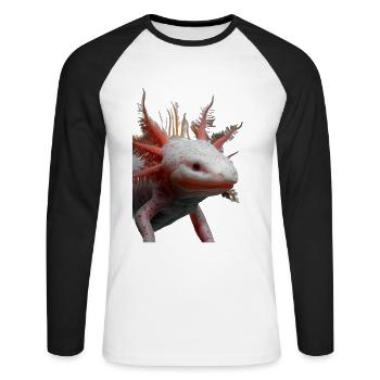 Axolotl - Unisex Baseballshirt langarm - Weiß/Schwarz - Vorne - Nik (191cm)