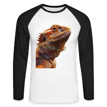 Dragon barbu - T-shirt baseball manches longues Homme - blanc/noir - Devant - Nik (191cm)