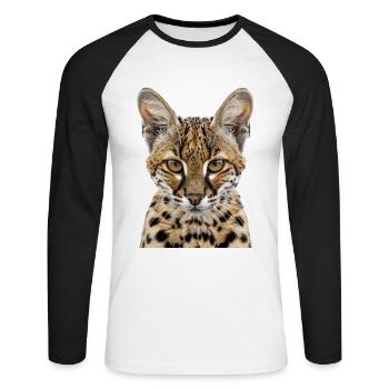 Savannah Katze - Unisex Baseballshirt langarm - Weiß/Schwarz - Vorne - Nik (191cm)