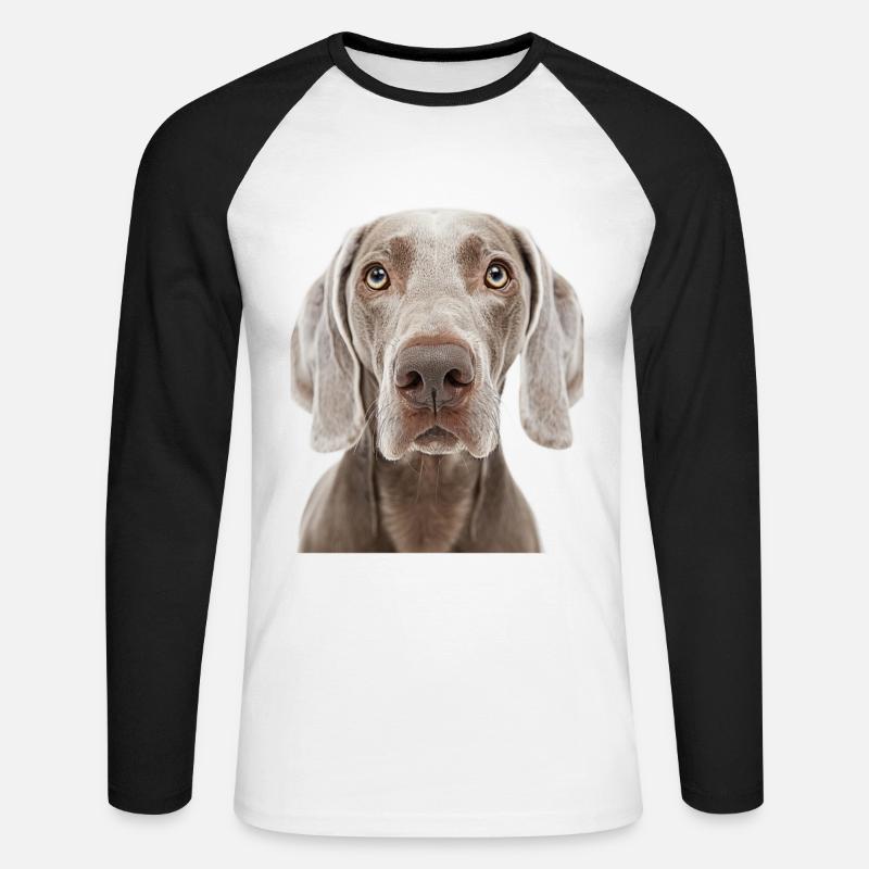Weimaraner - Unisex Baseballshirt langarm - Weiß/Schwarz