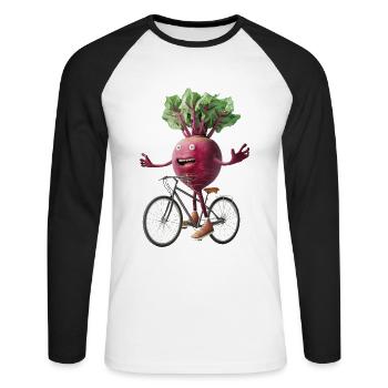 Beetroot Bicycle - Unisex Long Sleeve Baseball T-Shirt - white/black - Front - Nik (191cm)