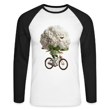Blumenkohl - Unisex Baseballshirt langarm - Weiß/Schwarz - Vorne - Nik (191cm)