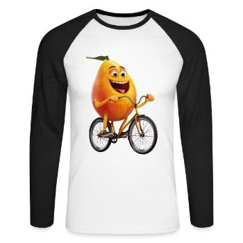 Papaya Fahrrad - Unisex Baseballshirt langarm - Weiß/Schwarz - Vorne - Nik (191cm)