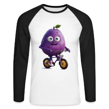 Pflaume Fahrrad - Unisex Baseballshirt langarm - Weiß/Schwarz - Vorne - Nik (191cm)