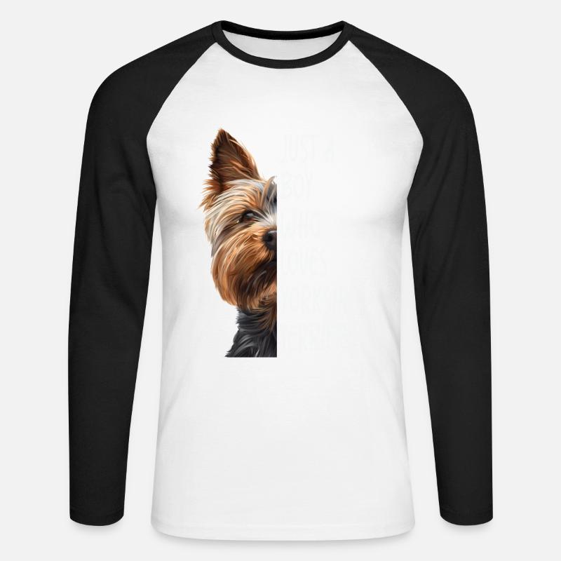 Yorkshire-Terrier - Unisex Baseballshirt langarm - Weiß/Schwarz