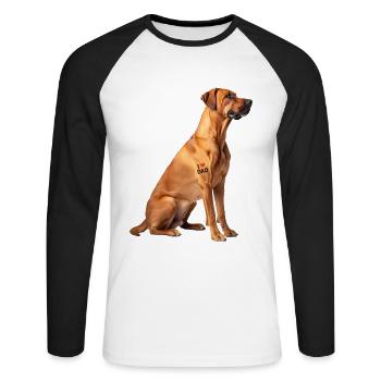 Ridgeback Rhodesian Rapa - Unisex Baseballshirt langarm - Weiß/Schwarz - Vorne - Nik (191cm)