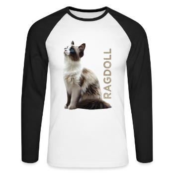 Ragdoll - Unisex Baseballshirt langarm - Weiß/Schwarz - Vorne - Nik (191cm)