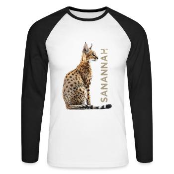 Savannah - Unisex Baseballshirt langarm - Weiß/Schwarz - Vorne - Nik (191cm)