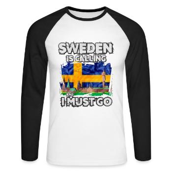 Schweden - Unisex Baseballshirt langarm - Weiß/Schwarz - Vorne - Nik (191cm)