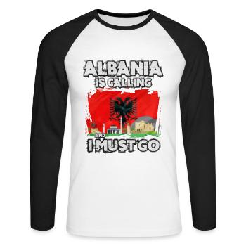 Albania - Unisex Long Sleeve Baseball T-Shirt - white/black - Front - Nik (191cm)