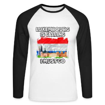 Luxembourg - T-shirt baseball manches longues Homme - blanc/noir - Devant - Nik (191cm)
