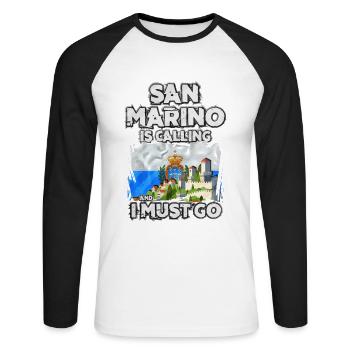 San Marino - Unisex Long Sleeve Baseball T-Shirt - white/black - Front - Nik (191cm)