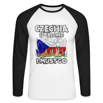 Tchéquie - T-shirt baseball manches longues Homme - blanc/noir - Devant - Nik (191cm)