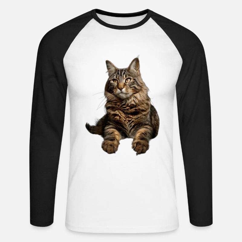 American Bobtail - Unisex Baseballshirt langarm - Weiß/Schwarz
