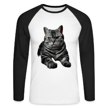 American Shorthair - Unisex Long Sleeve Baseball T-Shirt - white/black - Front - Nik (191cm)