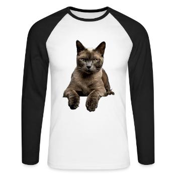 Birman - T-shirt baseball manches longues Homme - blanc/noir - Devant - Nik (191cm)