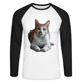 Japonais - T-shirt baseball manches longues Homme - blanc/noir - Devant - Nik (191cm)