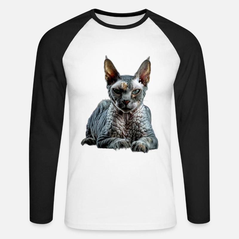 Devon Rex - Unisex Baseballshirt langarm - Weiß/Schwarz