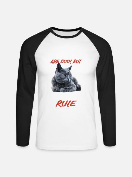 Russian Blue - Langærmet herre-baseballshirt - hvid/sort