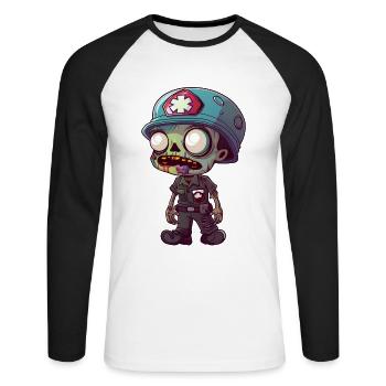 Medic Halloween - Unisex Long Sleeve Baseball T-Shirt - white/black - Front - Nik (191cm)