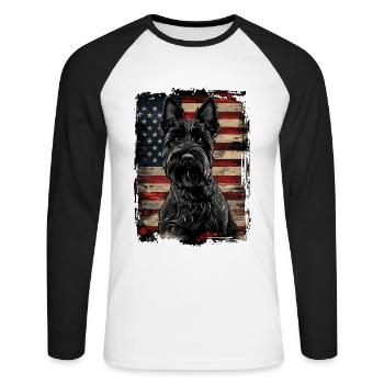 Scottish Terrier America États-Unis - T-shirt baseball manches longues Homme - blanc/noir - Devant - Nik (191cm)