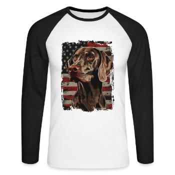 Weimaraner-America USA - Unisex Long Sleeve Baseball T-Shirt - white/black - Front - Nik (191cm)