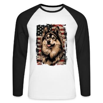 Laponie finlandaise, Amérique États-Unis - T-shirt baseball manches longues Homme - blanc/noir - Devant - Nik (191cm)