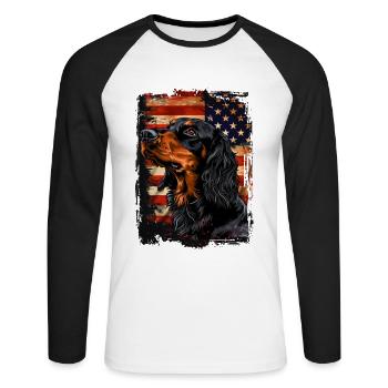 Gordon Setter Amerika Usa - Unisex Baseballshirt langarm - Weiß/Schwarz - Vorne - Nik (191cm)