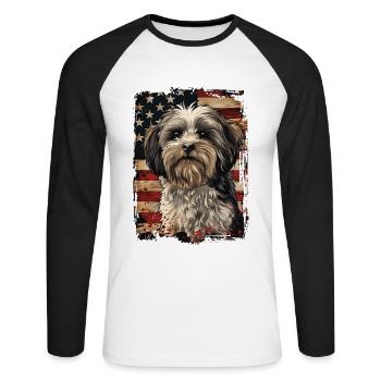 Havanese, America Usa - Unisex Long Sleeve Baseball T-Shirt - white/black - Front - Nik (191cm)
