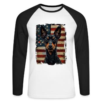 Manchester Terrier America Usa - Unisex Long Sleeve Baseball T-Shirt - white/black - Front - Nik (191cm)