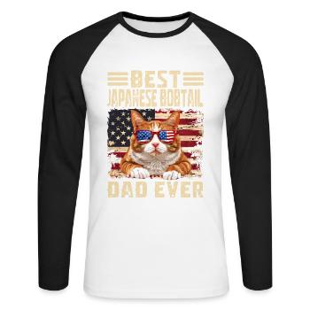 Japanese Bobtail Dad - Unisex Long Sleeve Baseball T-Shirt - white/black - Front - Nik (191cm)