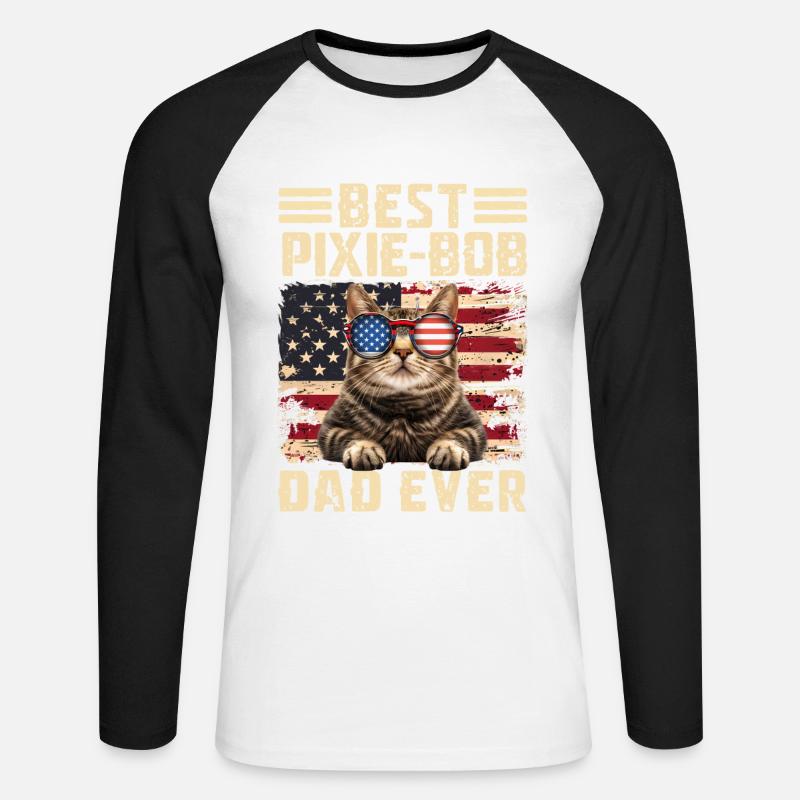 Pixie Bob Papa - Unisex Baseballshirt langarm - Weiß/Schwarz