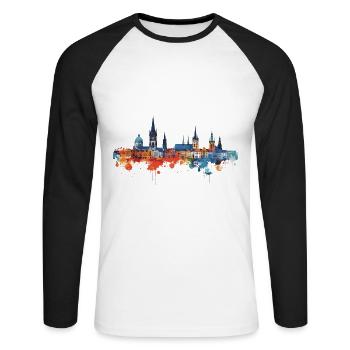 Magdeburg - Unisex Baseballshirt langarm - Weiß/Schwarz - Vorne - Nik (191cm)