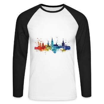Moers - Unisex Baseballshirt langarm - Weiß/Schwarz - Vorne - Nik (191cm)