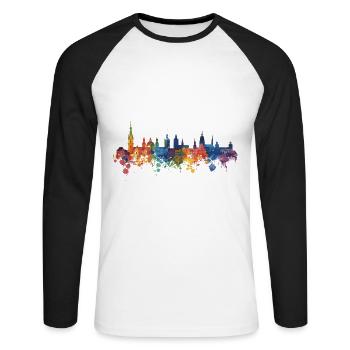 Naumburg (Saale) - T-shirt baseball manches longues Homme - blanc/noir - Devant - Nik (191cm)