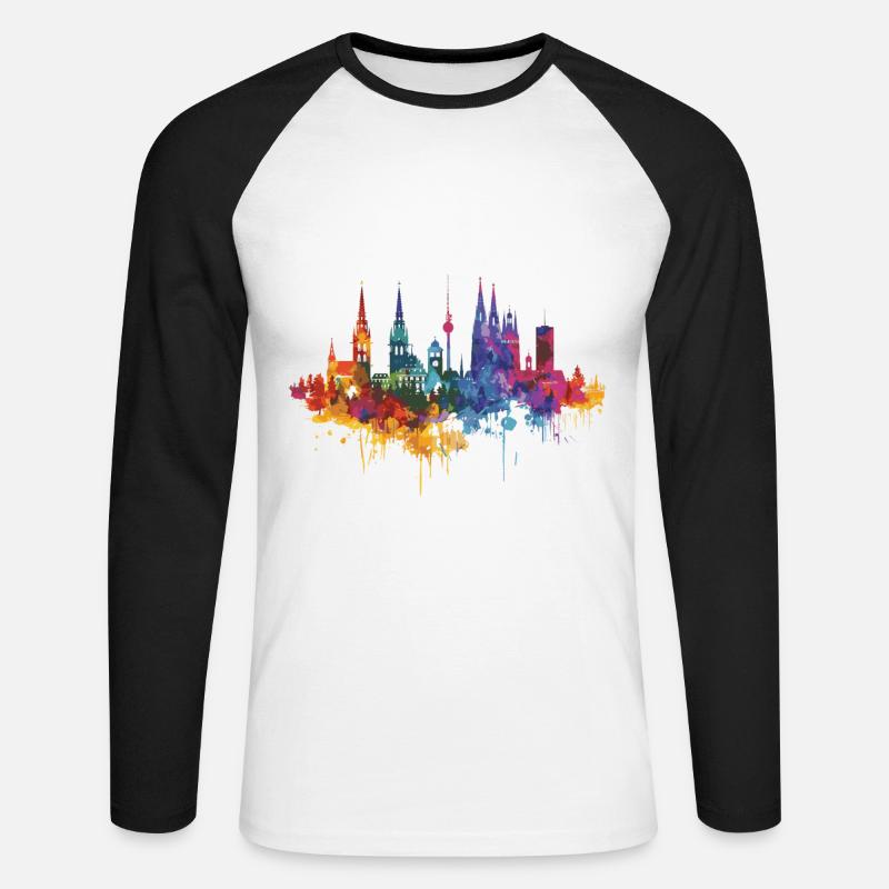 Olching - Unisex Long Sleeve Baseball T-Shirt - white/black
