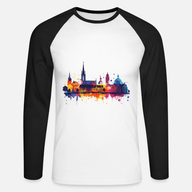 Schmallenberg - Unisex Baseballshirt langarm - Weiß/Schwarz