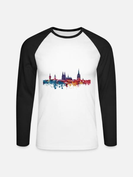 Stadtlohn - T-shirt baseball manches longues Homme - blanc/noir