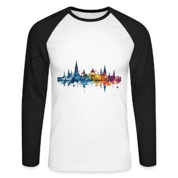 Voerde (Rhin inférieur) - T-shirt baseball manches longues Homme - blanc/noir - Devant - Nik (191cm)