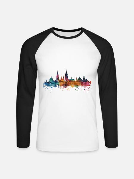 Viernheim - T-shirt baseball manches longues Homme - blanc/noir