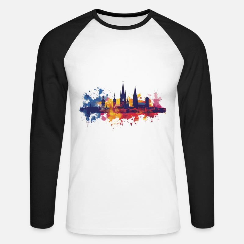Warstein - Unisex Baseballshirt langarm - Weiß/Schwarz