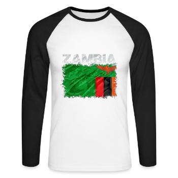 Sambia - Unisex Baseballshirt langarm - Weiß/Schwarz - Vorne - Nik (191cm)