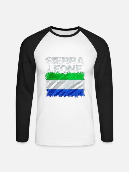 Sierra Leone - Unisex Baseballshirt langarm - Weiß/Schwarz