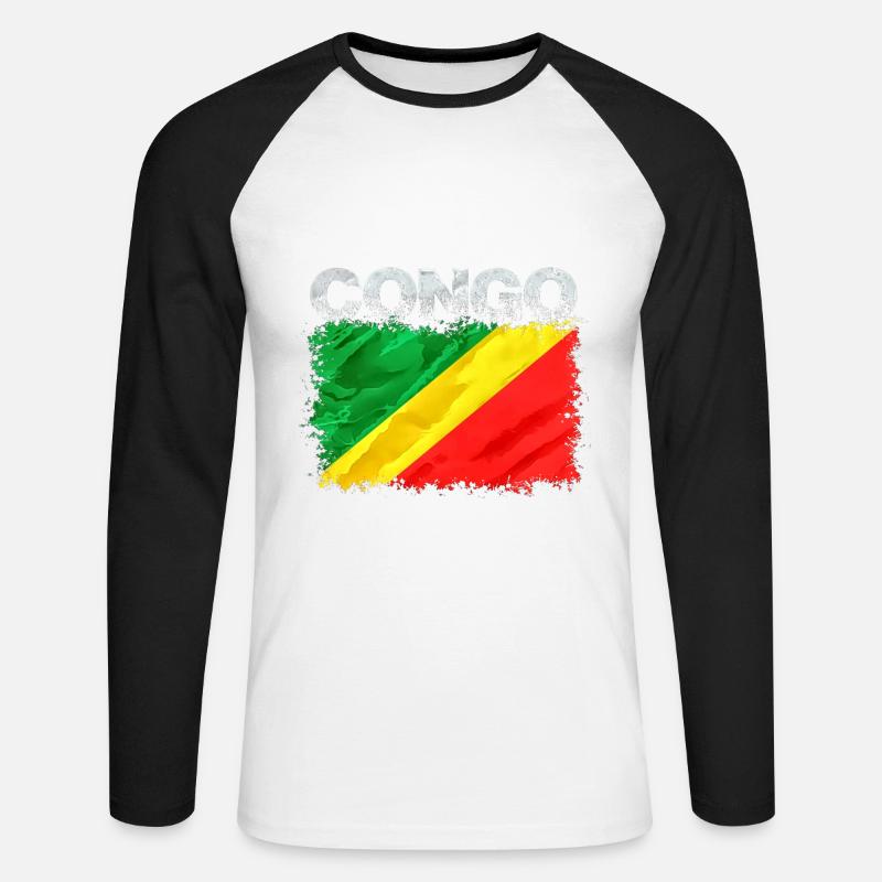 Kongo - Unisex Baseballshirt langarm - Weiß/Schwarz