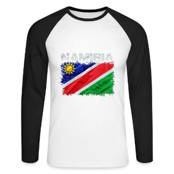 Namibia - Unisex Long Sleeve Baseball T-Shirt - white/black - Front - Nik (191cm)