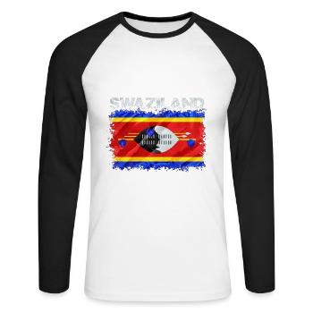 Swasiland - Unisex Baseballshirt langarm - Weiß/Schwarz - Vorne - Nik (191cm)