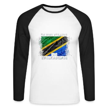 Tansania - Unisex Baseballshirt langarm - Weiß/Schwarz - Vorne - Nik (191cm)